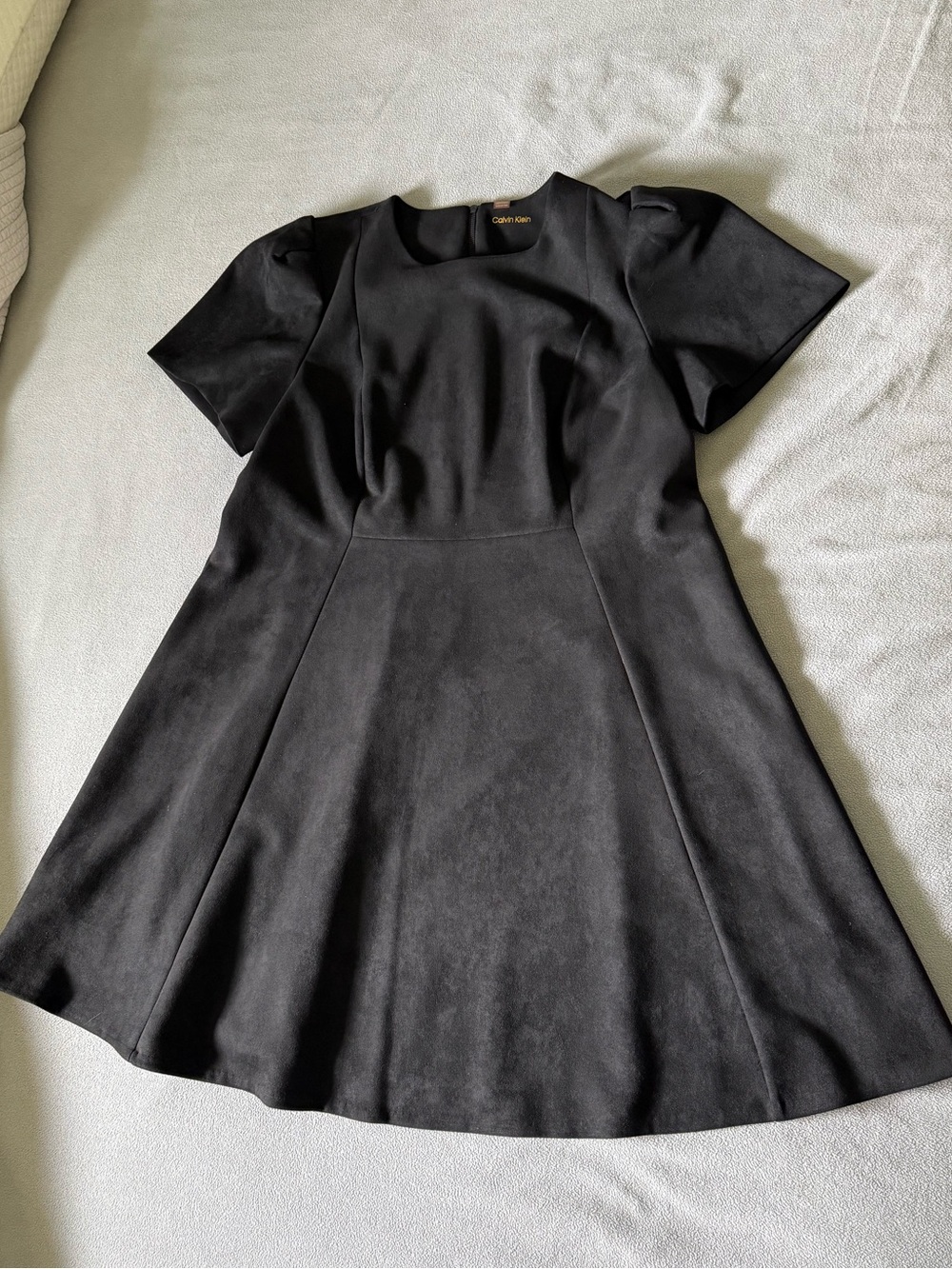 Calvin Klein Faux Suede Black Fit-and-Flare Dress
